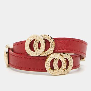 bulgari怎么选, [二手商品] BVLGARI | Bvlgari Red Leather Gold Tone Double Coiled Wrap Bracelet商品图片 9.2折, 满1件减$100, 满减