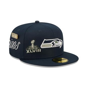 商品Men's College Navy Seattle Seahawks Historic Champs 59FIFTY Fitted Hat图片