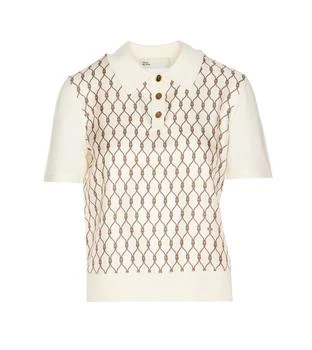 Tory Burch | Tory Burch Knot-Printed Short Sleeved Polo Shirt,商家Cettire,价格¥2888