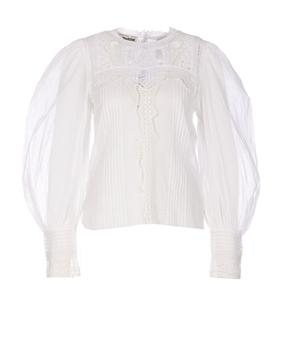 Zadig&Voltaire | Zadig & Voltaire Perforated Detail Puff-Sleeved Blouse商品图片,5.2折