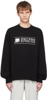 Sporty & Rich | Black 94 Running Club Long Sleeve T-Shirt商品图片,8折
