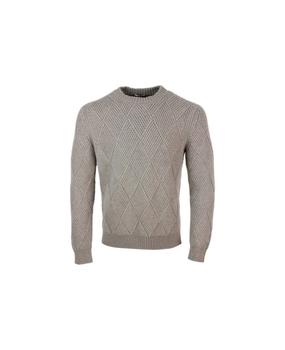 MALO | Long Sleeve Round Neck Sweater In 100% Cashmere With English Rib Diamond Pattern商品图片,9折