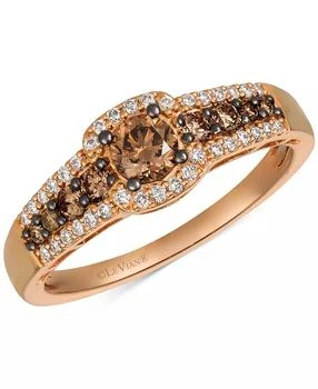 Le Vian | Chocolatier® Chocolate Diamond & Vanilla Diamond Halo Multirow Ring (5/8 ct. t.w.) in 14k Rose Gold,商家Macy's,价格¥37392