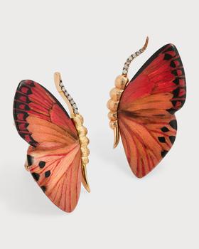 商品Silvia Furmanovich | Marquetry Butterfly Earrings with Diamonds,商家Neiman Marcus,价格¥27066图片