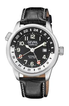 推荐Men's Canal St. Automatic GMT Diver Croc Embossed Leather Strap Watch, 45mm商品