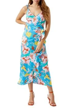 ASTR | Floral Satin Wrap Dress 3折起