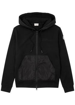 moncler polo直邮, Moncler | Black logo panelled jersey sweatshirt商品图片 