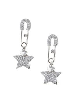 商品Luxe Silver & Crystal Star & Safety Pin Dangle Earrings,商家Saks OFF 5TH,价格¥275图片