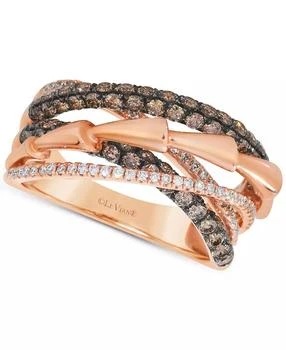 Le Vian | Chocolatier® Diamond Crossover Multi-Row Ring (1-1/3 ct. t.w.) in 14k Rose Gold,商家Macy's,价格¥50850