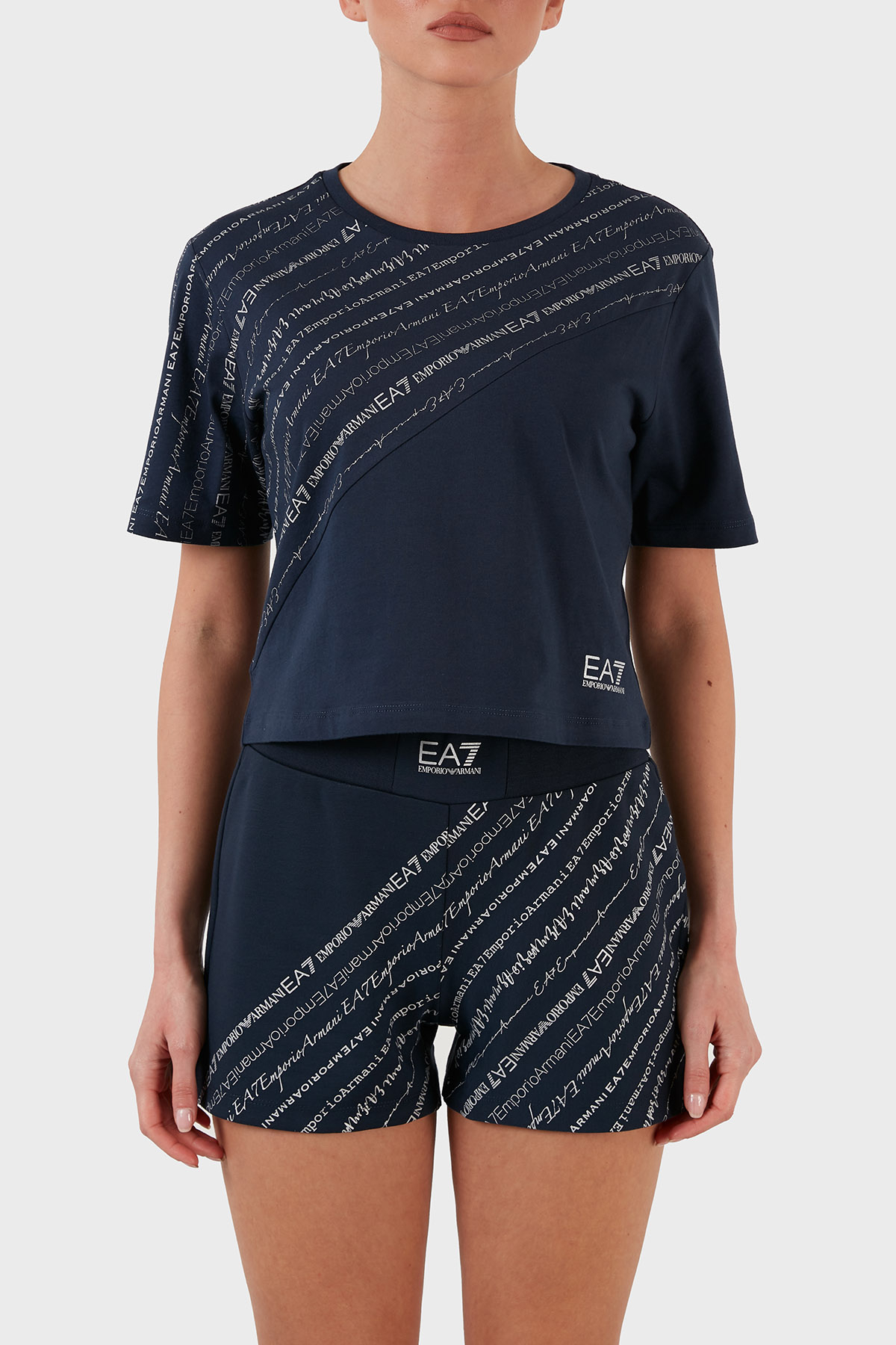 女士始祖鸟短袖, Emporio Armani | EMPORIO ARMANI 女士海军蓝色棉质短袖T恤 3LTT11-TJAQZ-1554商品图片 独家减免邮费