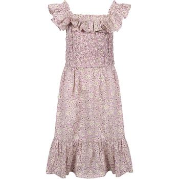 推荐Floral print ruffled long dress in lilac商品