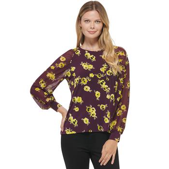 商品Calvin Klein | Women's Printed Chiffon Sleeve Top,商家Macy's,价格¥212图片