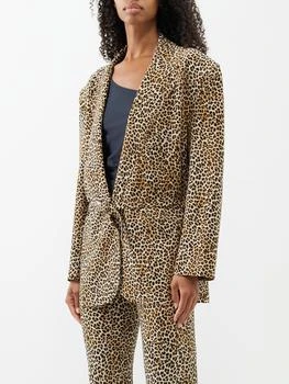 推荐Oversized leopard-print belted jacket商品
