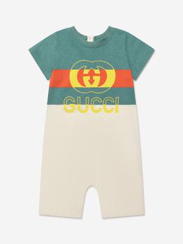 Gucci | Baby Boys Logo Romper in Green商品图片,额外8折, 额外八折