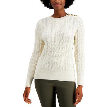 推荐Charter Club Womens Cable Knit Metallic Pullover Sweater商品