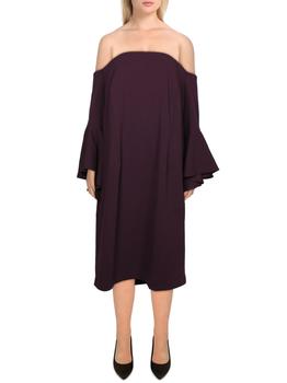 Calvin Klein | Plus Womens Off-The-Shoulder Daytime Sheath Dress商品图片,1.6折