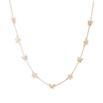 MARCHESA | Gold-Tone Crystal Butterfly & Flower Collar Necklace, 16" + 3" extender,商家Macy's,价格¥357