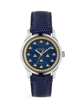 推荐G-Timeless Automatic Stainless Steel & 18K Yellow Gold PVD & Blue Lapiz Lizard Strap Watch商品