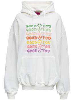 ireneisgood, IRENEISGOOD | White Cotton Hoodie with Rainbow front Logo商品图片 7.7折