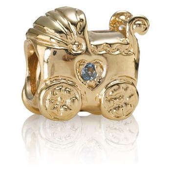 潘多拉海淘, PANDORA | 14K Gold Baby Carriage with Blue Topaz Charm - 750409BTP商品图片 8.7折