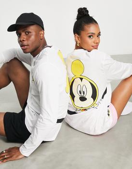 ASOS多少钱, ASOS | ASOS DESIGN unisex long sleeve t-shirt with Disney Mickey Mouse prints in white商品图片 