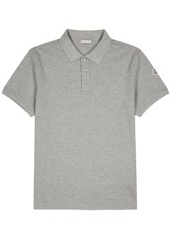 Moncler | Grey piqué cotton polo shirt商品图片,