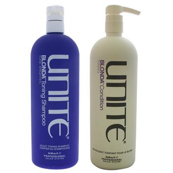 商品Blonda Toning Shampoo and Conditioner Kit by Unite for Unisex - 2 Pc Kit 33.8oz Shampoo, 33.8oz Conditioner图片