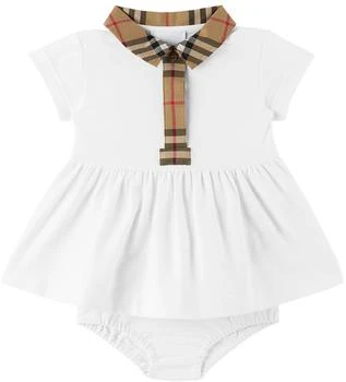 Burberry | 白色格纹婴儿连衣裙 & 短裤套装 7.2折