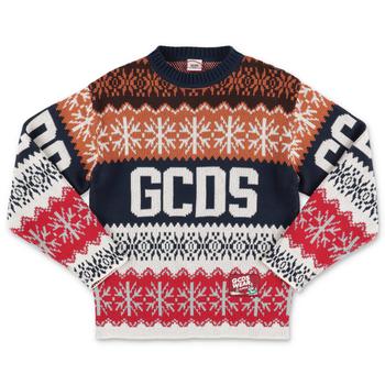 推荐GCDS Mini Gcds Pullover Blu Con Pannelli A Contrasto In Maglia Di Cotone商品