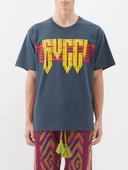 Gucci | Studded logo-print cotton-jersey T-shirt商品图片,