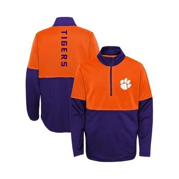 推荐Big Boys Purple, Orange Clemson Tigers Quick Snap Spine Print Quarter-Zip Jacket商品