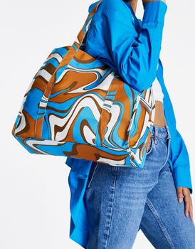 asos包, ASOS | ASOS DESIGN oversized canvas tote bag in swirl print商品图片 