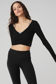 商品Alo | Amelia Luxe Long Sleeve Crop - Black,商家Alo yoga,价格¥536图片