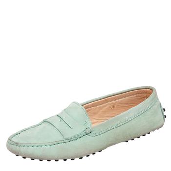 [二手商品] Tod's | Tod's Mint Green Nubuck Leather Penny Slip On Loafers Size 38商品图片,2.9折