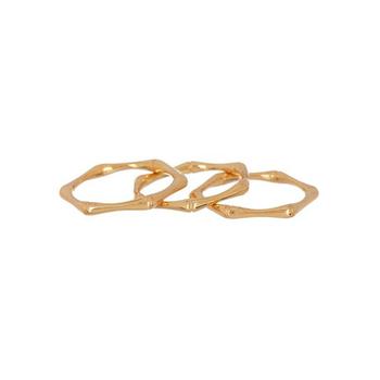 商品Adornia Bamboo Ring Set Yellow Gold Vermeil .925 Sterling Silver图片