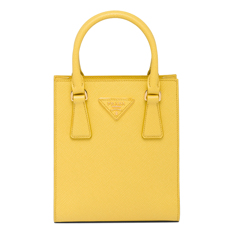 Prada | PRADA/普拉达 22新款 女士阳光黄色saffiano皮革珐琅金属双提手和可拆卸肩带斜挎手提包1BA358_NZV_F0377_V_OOO商品图片,额外9.5折, 包邮包税, 额外九五折