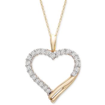 Macy's | Diamond Heart 20" Pendant Necklace (1 ct. t.w.) in 10k Gold商品图片,5折, 独家减免邮费