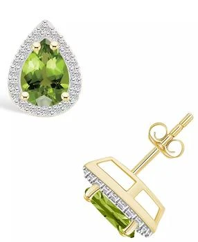 Macy's | Peridot (1-3/5 ct. t.w.) and Lab Grown Sapphire (1/5 ct. t.w.) Halo Studs in 10K Yellow Gold,商家Macy's,价格¥1729