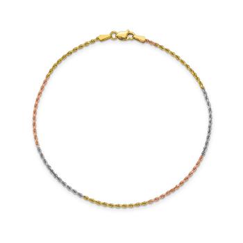 商品Macy's | Rope Chain Anklet in 14k Yellow, Rose and White Gold,商家Macy's,价格¥4293图片