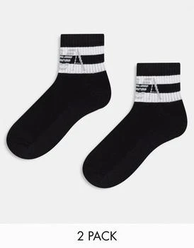 推荐Emporio Armani Bodywear 2 pack ankle socks in black商品