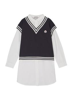 商品Moncler | KIDS Navy and white cotton shirt and vest set (12-14 years),商家Harvey Nichols,价格¥1925图片