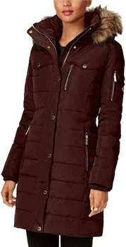 推荐3/4 Down Puffer Faux Fur Hooded Coat In Chocolate Brown商品