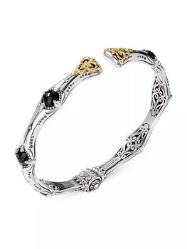 Konstantino | Anthos Wave Hinge Sterling Silver, 18K Yellow Gold & Black Onyx Cuff,商家Saks Fifth Avenue,价格¥4457