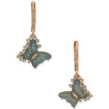 Lonna & Lilly | Gold-Tone Pavé & Burgundy Stone Butterfly Drop Earrings 独家减免邮费