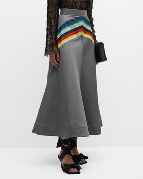 Rosie Assoulin | Chevron A-Line Midi Skirt商品图片,满$150减$30, 满减