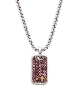 推荐Sterling Silver, 18K Yellow Gold & Pink Sapphires Pendant Necklace商品