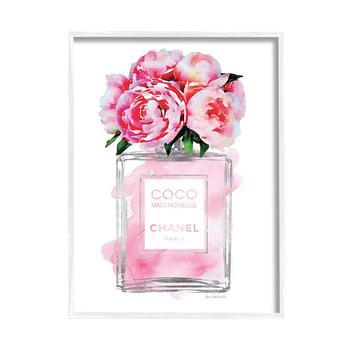 小银瓶手提包, Stupell Industries | Glam Perfume Bottle V2 Flower Silver Pink Peony White Framed Giclee Texturized Art, 24" x 30"商品图片 