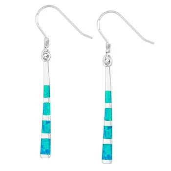 Classic | Sterling Silver Blue Inlay Opal Dangling Earrings,商家My Gift Stop,价格¥196