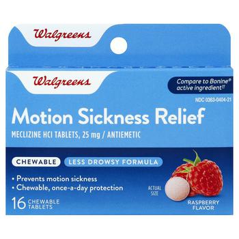 商品Walgreens | Motion Sickness Relief 25 mg Chewable Tablets Raspberry,商家Walgreens,价格¥53图片