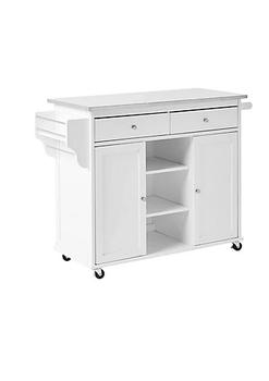 商品Kitchen Cart With Stainless Steel Top, Gray & White图片